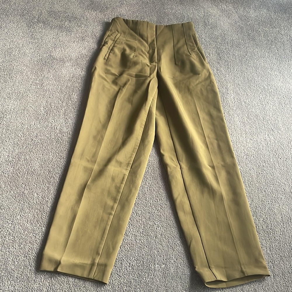 Zara High Waist Pants Green Small